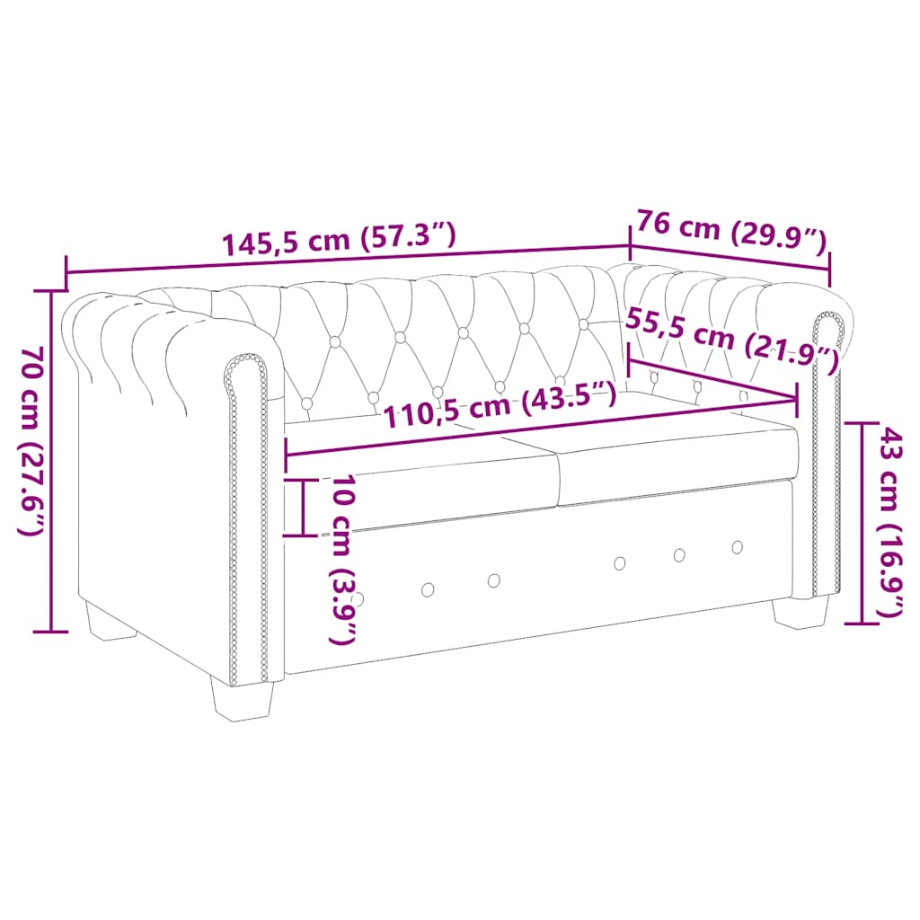 Chesterfield 2-Seater Artificial Leather Black