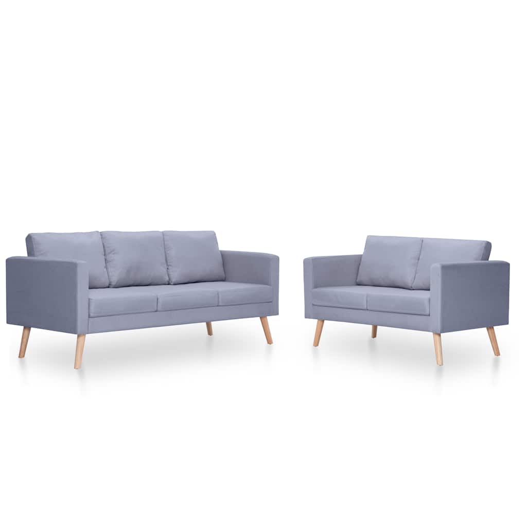 Sofa Set 2-Seater and 3-Seater Fabric Light Grey