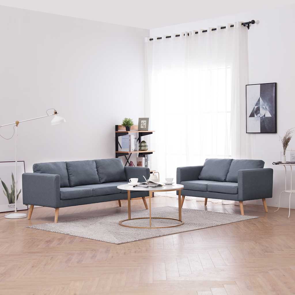 Sofa Set 2-Seater and 3-Seater Fabric Dark Grey