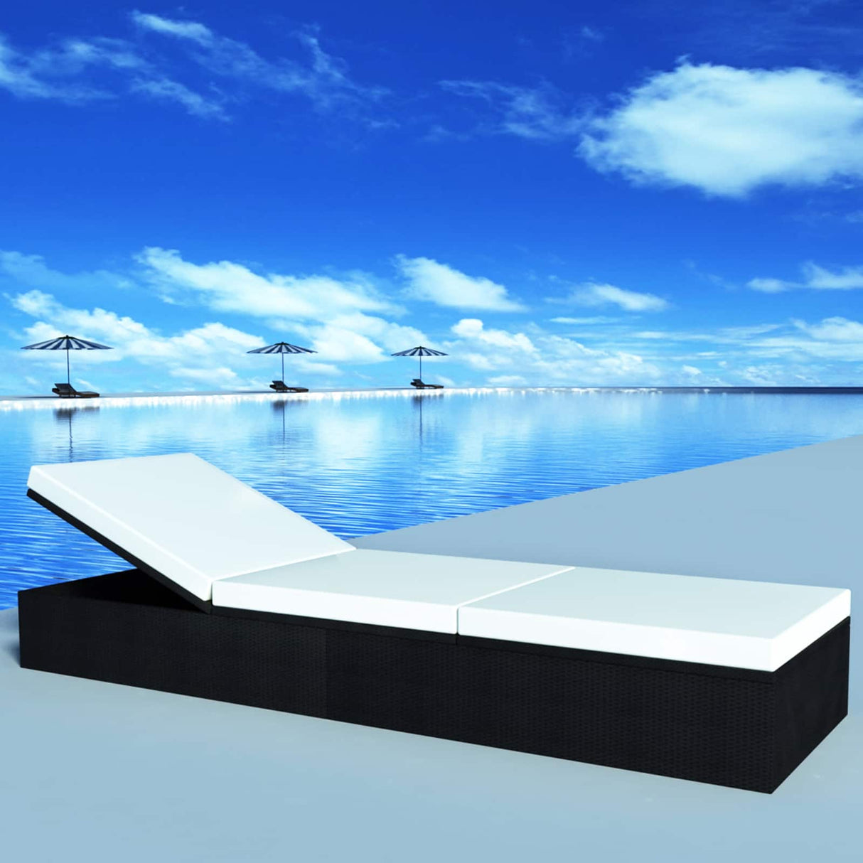 Sunlounger Poly Rattan Black