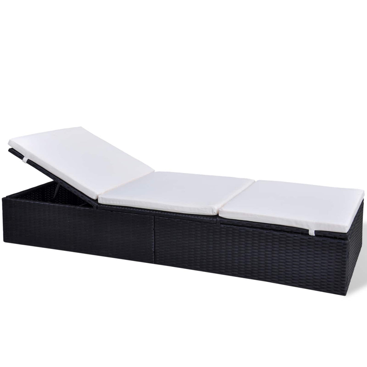 Sunlounger Poly Rattan Black