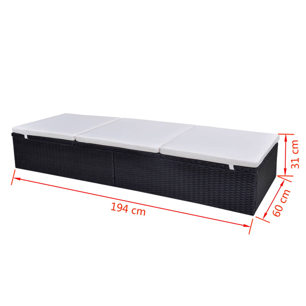 Sunlounger Poly Rattan Black
