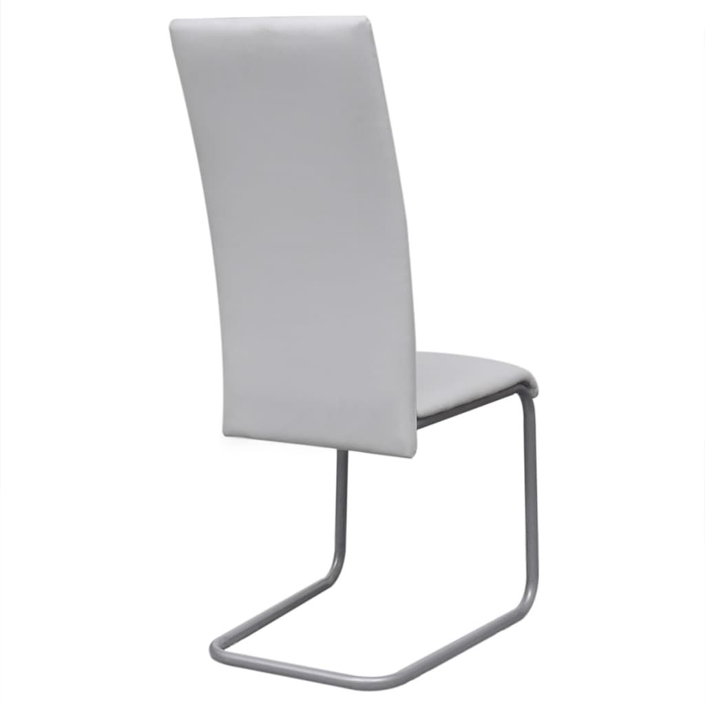 Cantilever Dining Chairs 6 pcs White Faux Leather