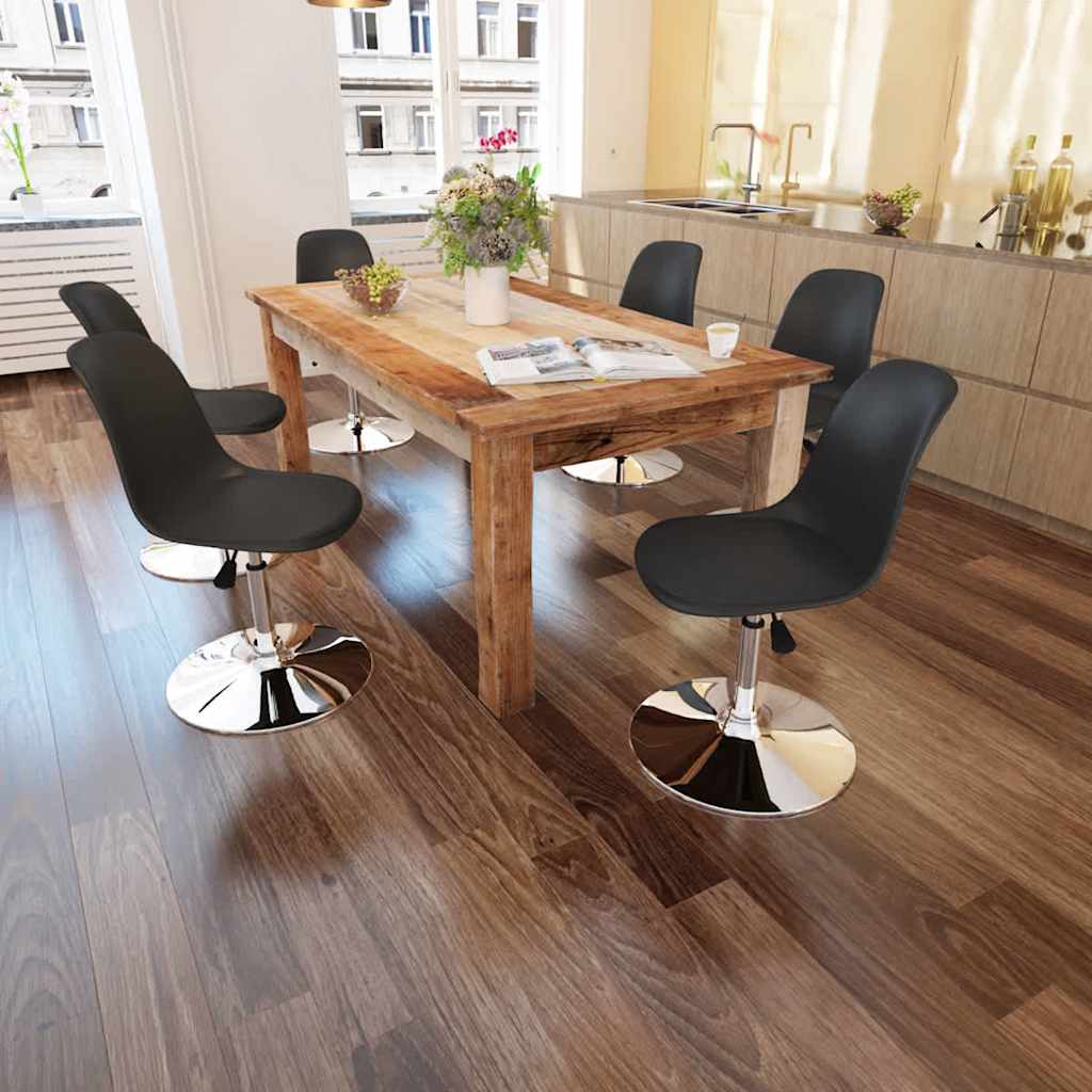 Swivel Dining Chairs 6 pcs Black Faux Leather