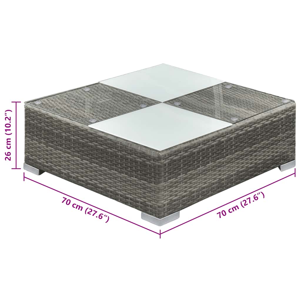 6 Piece Garden Lounge Set with Cushions Poly Rattan Grey