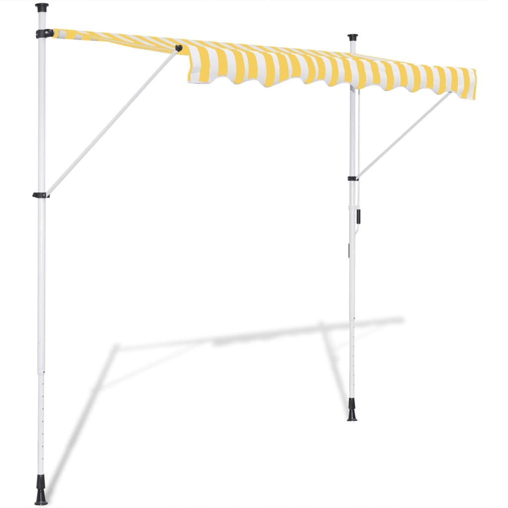 Manual Retractable Awning Yellow & White 300 cm