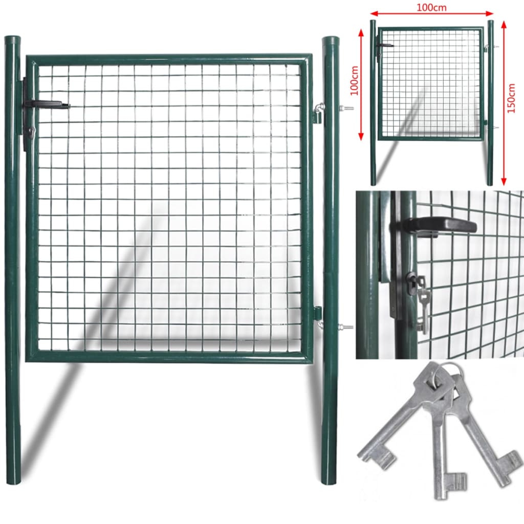 Single Door Fence Gate 100x100 cm Powder-Coated Steel