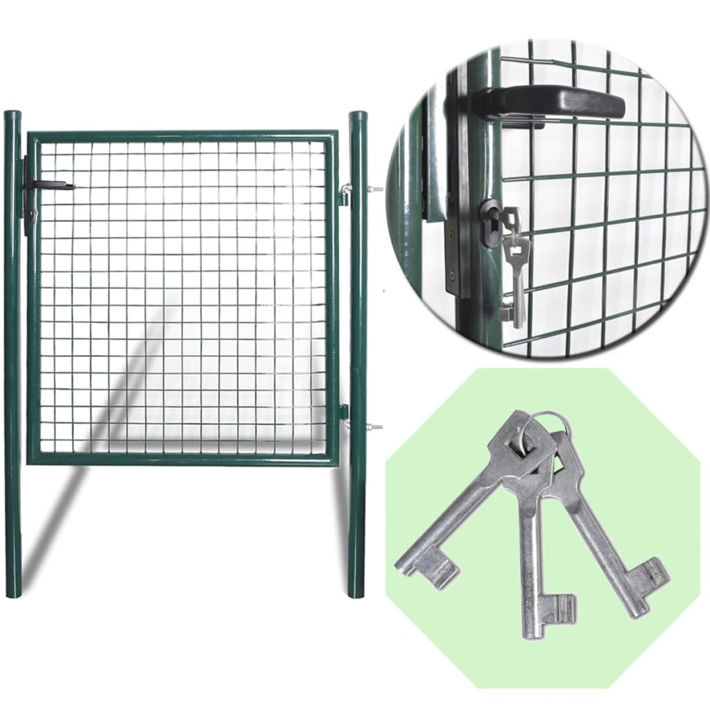 Single Door Fence Gate 100x100 cm Powder-Coated Steel