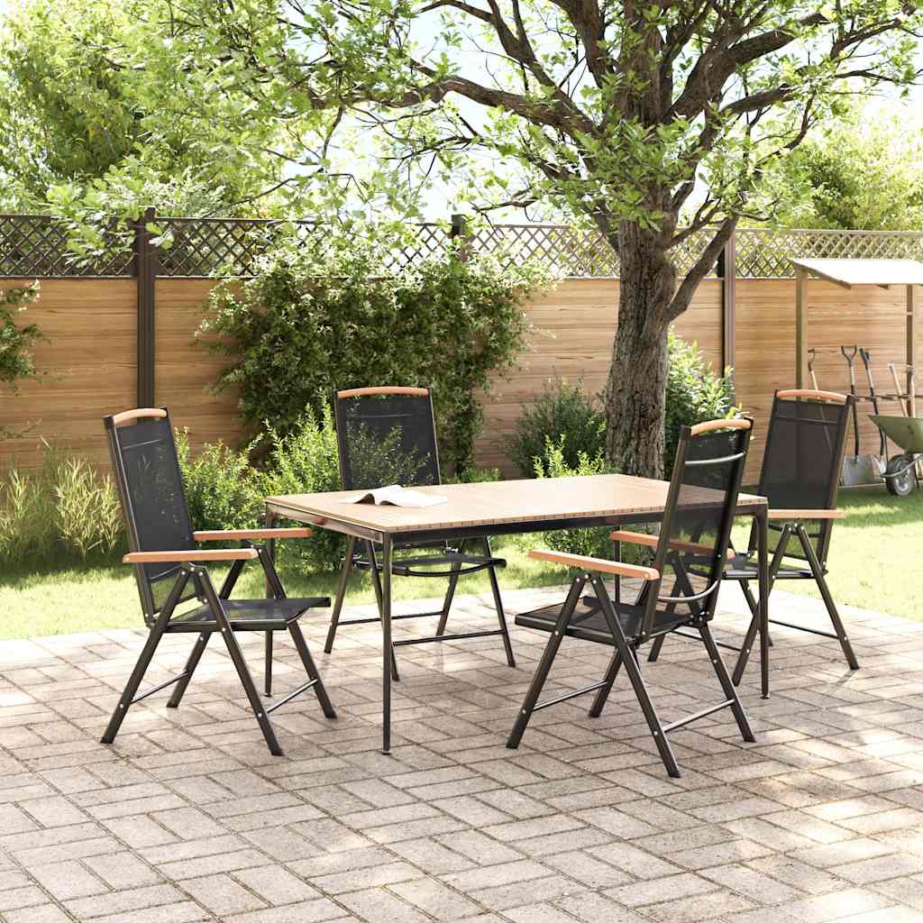 Folding Garden Chairs 4 pcs Aluminium and Textilene Black