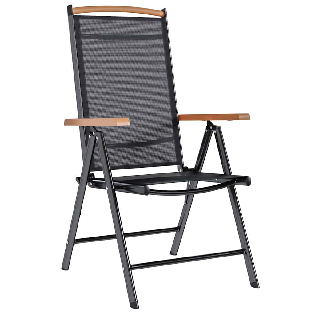 Folding Garden Chairs 4 pcs Aluminium and Textilene Black