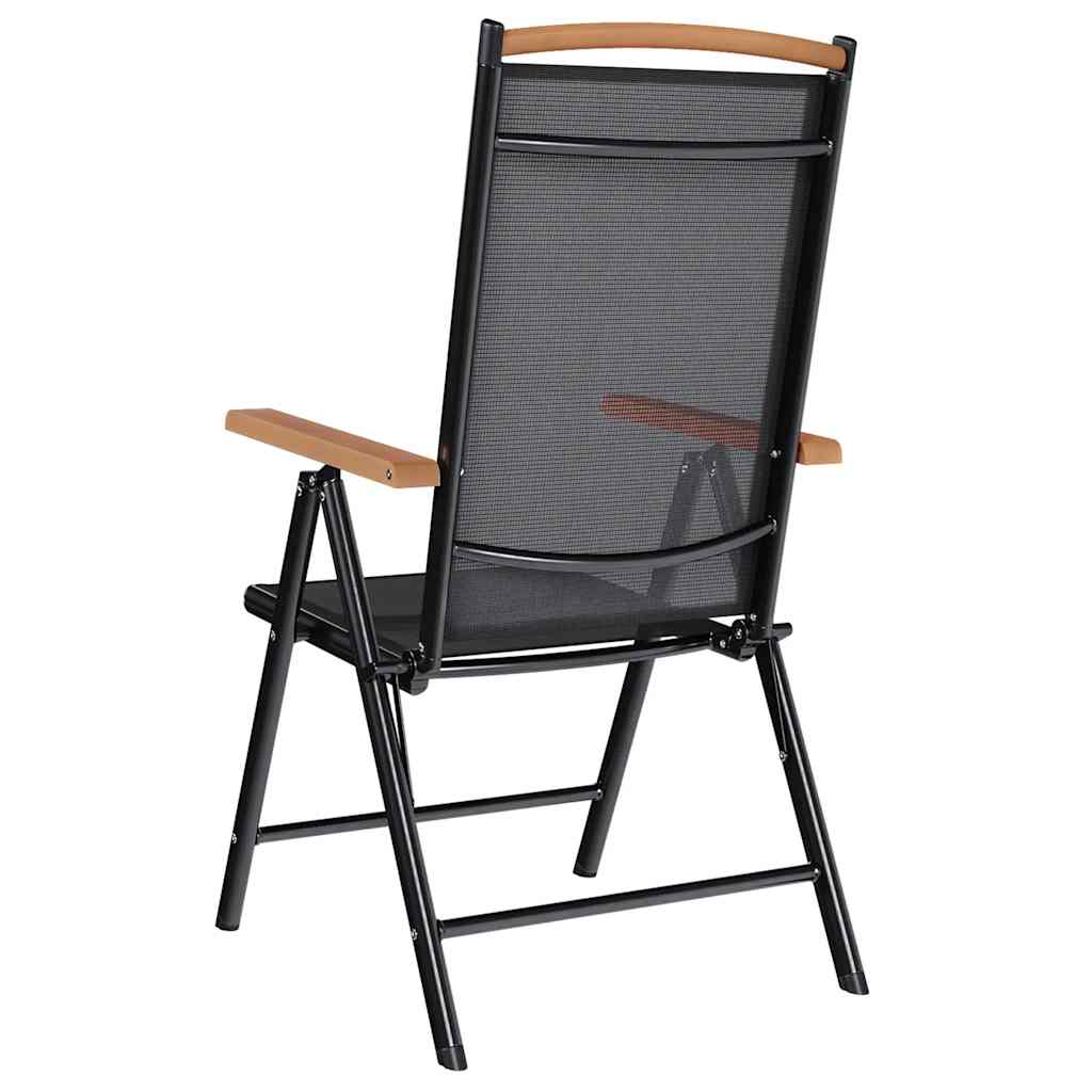 Folding Garden Chairs 4 pcs Aluminium and Textilene Black