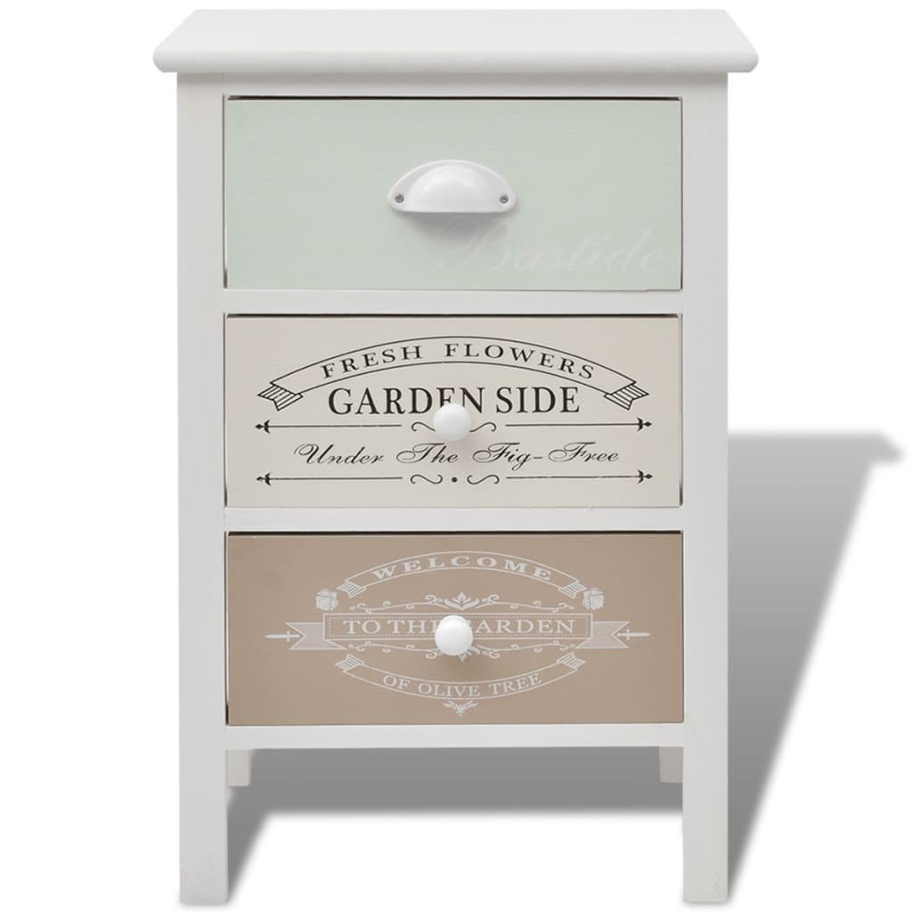 French Storage Cabinet 3 Drawers Wood
