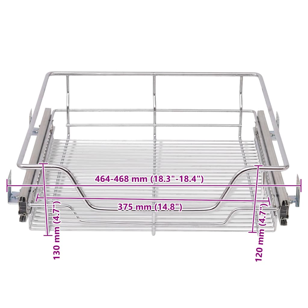 Pull-Out Wire Baskets 2 pcs Silver 500 mm