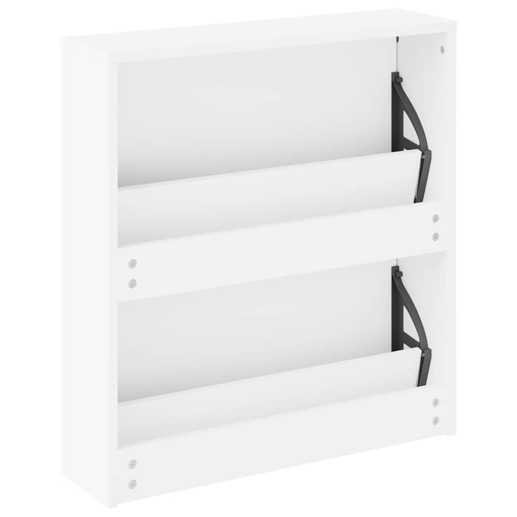 Shoe Cabinet 2-Layer Mirror White 63x17x67 cm