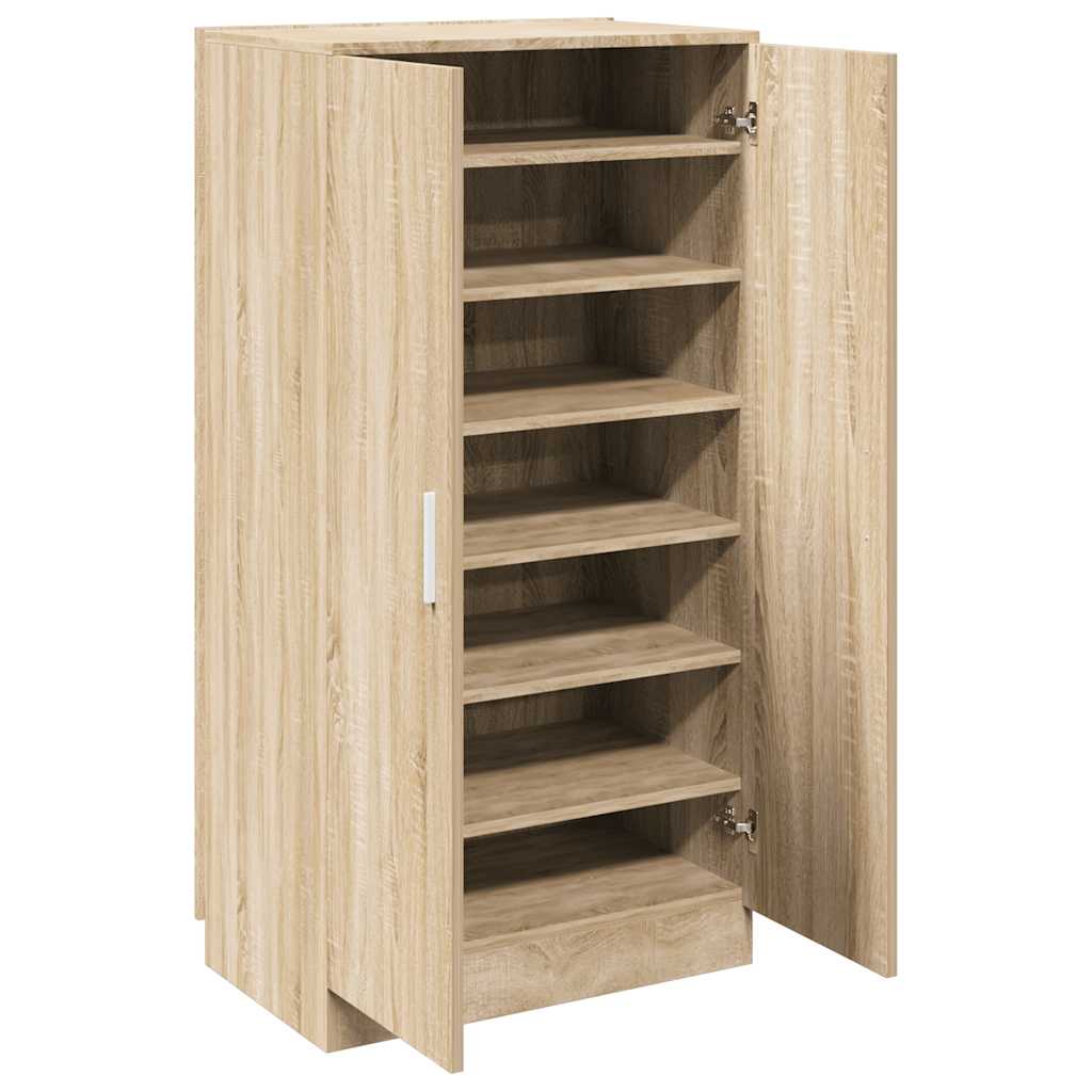 Shoe Cabinet 7 Shelves Oak