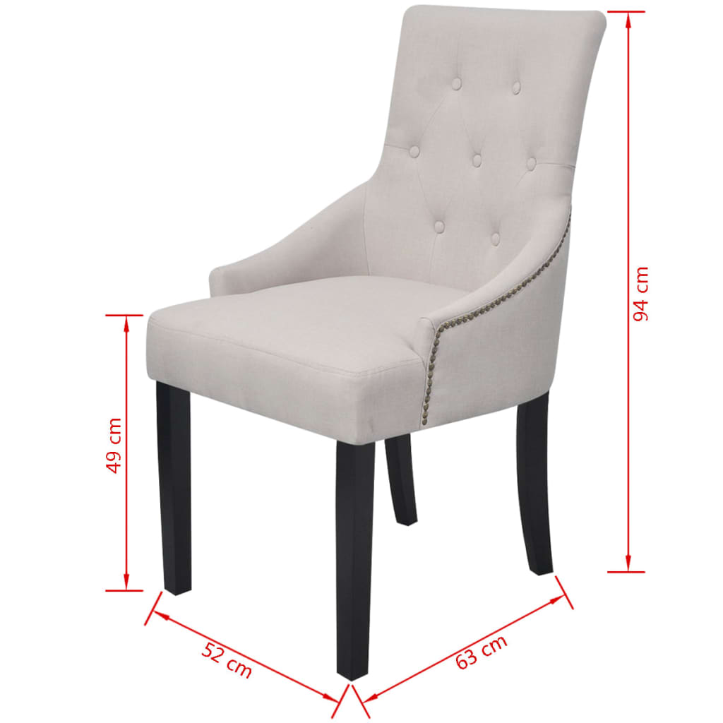 Dining Chairs 4 pcs Cream Grey Fabric