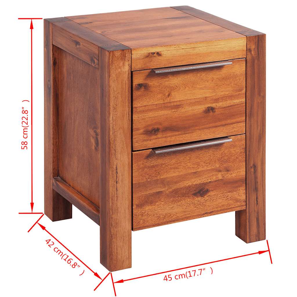 Bedside Cabinet Solid Acacia Wood Brown 45x42x58 cm