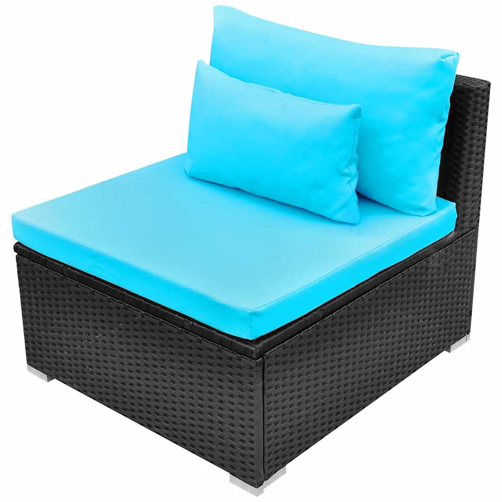 13 Piece Garden Lounge Set with Cushions Poly Rattan Blue