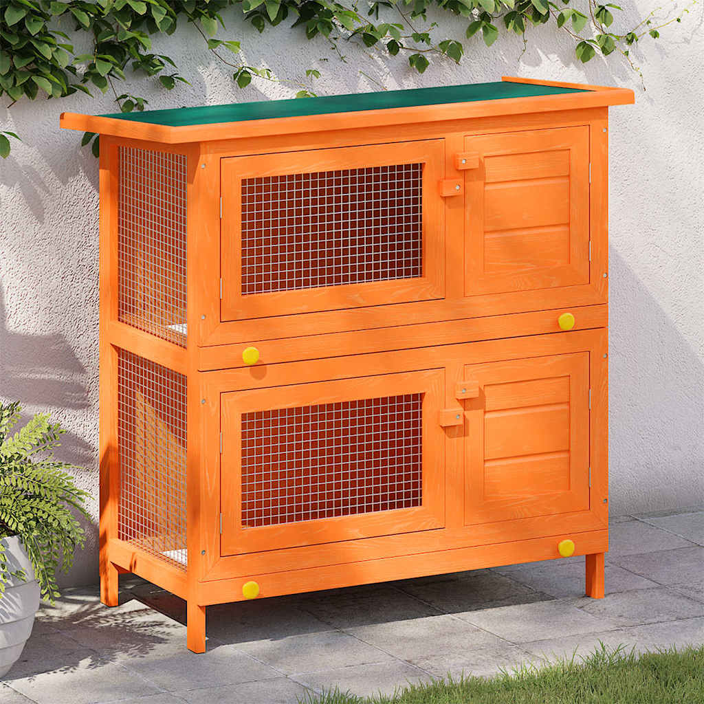Outdoor Rabbit Hutch Small Pet Cage 4 Door Wood