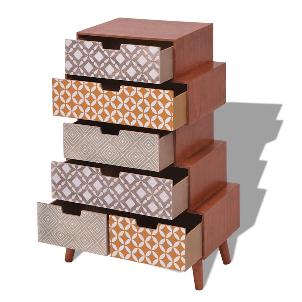 Side Cabinet 6 Drawers Brown