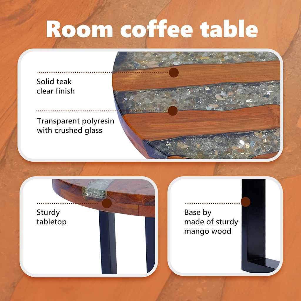 Coffee Table Teak Resin 60 cm