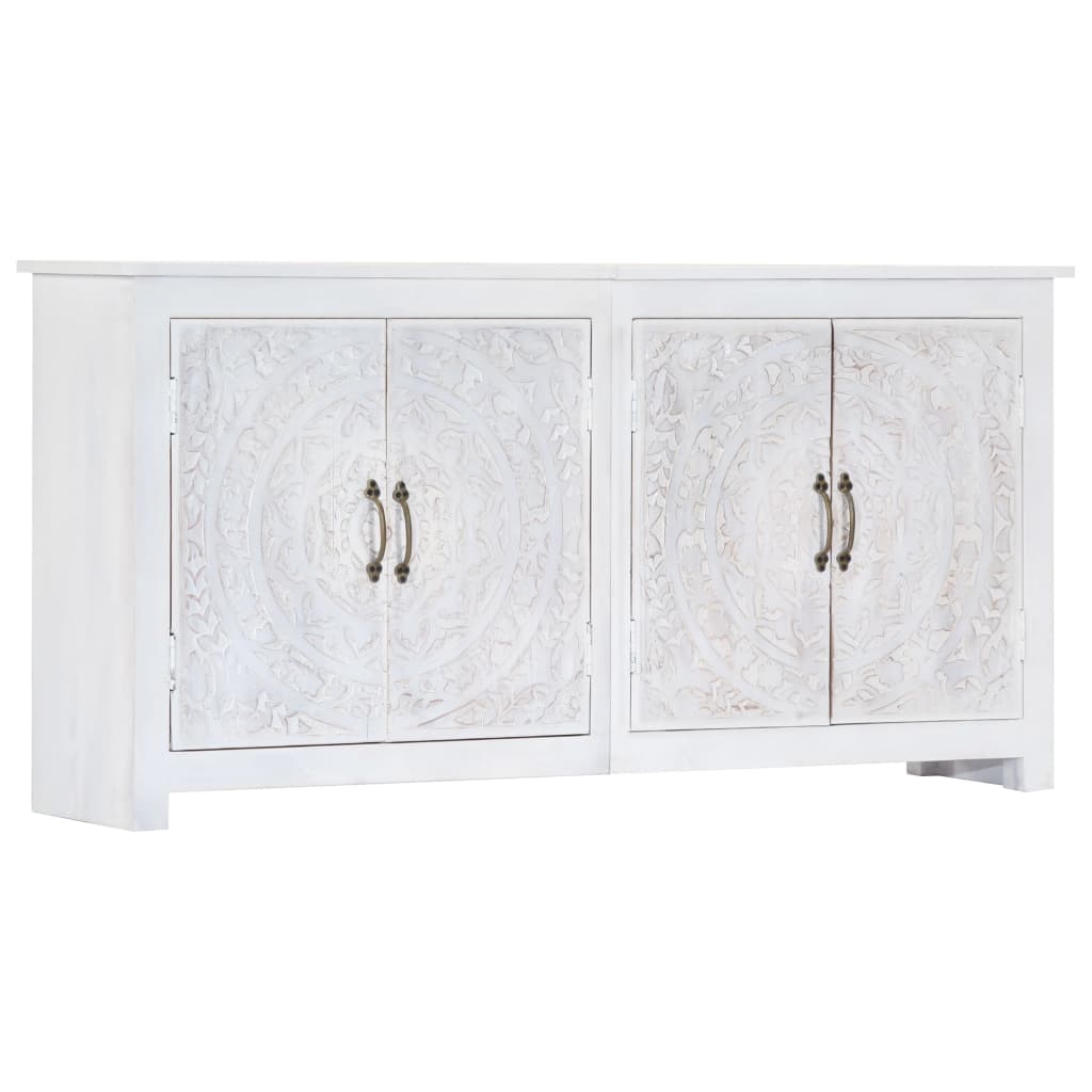 Sideboard Handmade White 140x30x70 cm Solid Acacia Wood
