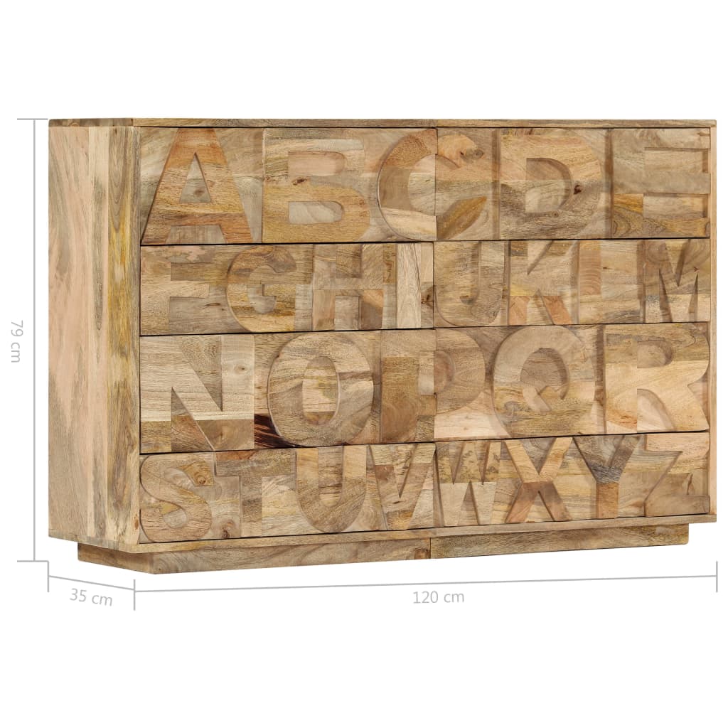 Alphabet Cabinet with 6 Drawers 120x35x79 cm Solid Mango Wood