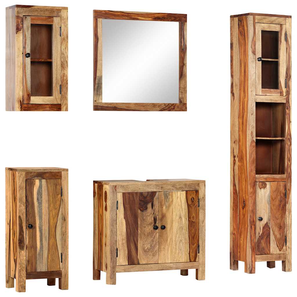 5 Piece Bathroom Set Solid Wood