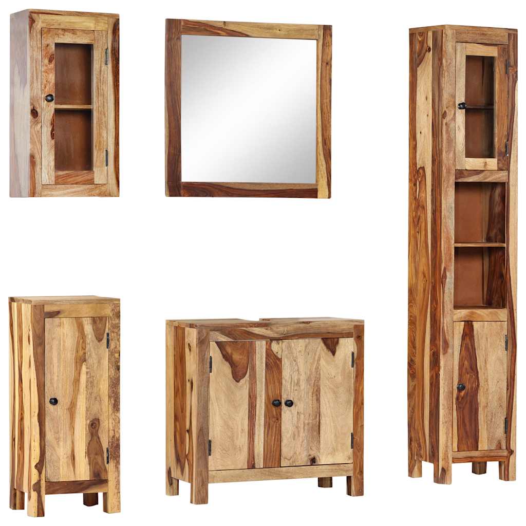 5 Piece Bathroom Set Solid Wood