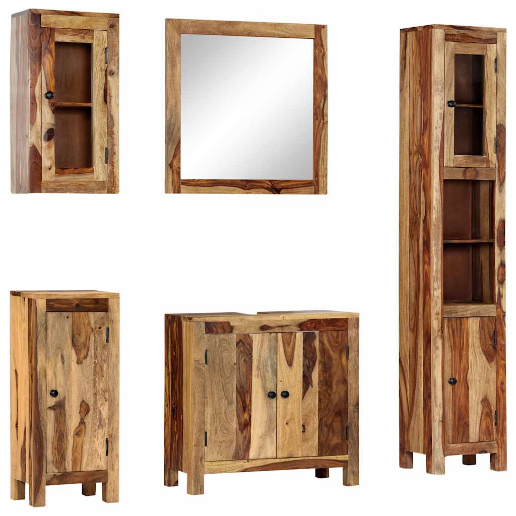 5 Piece Bathroom Set Solid Wood