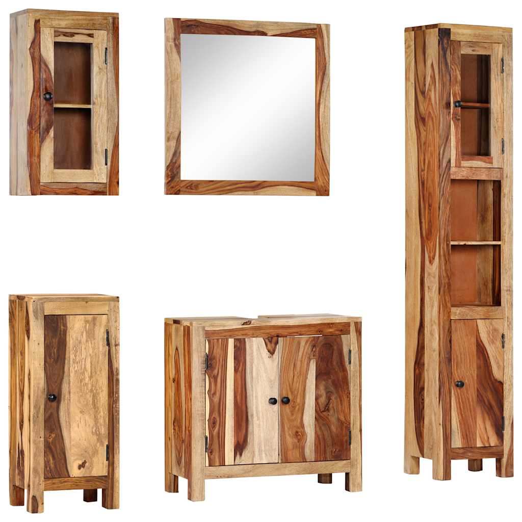 5 Piece Bathroom Set Solid Wood