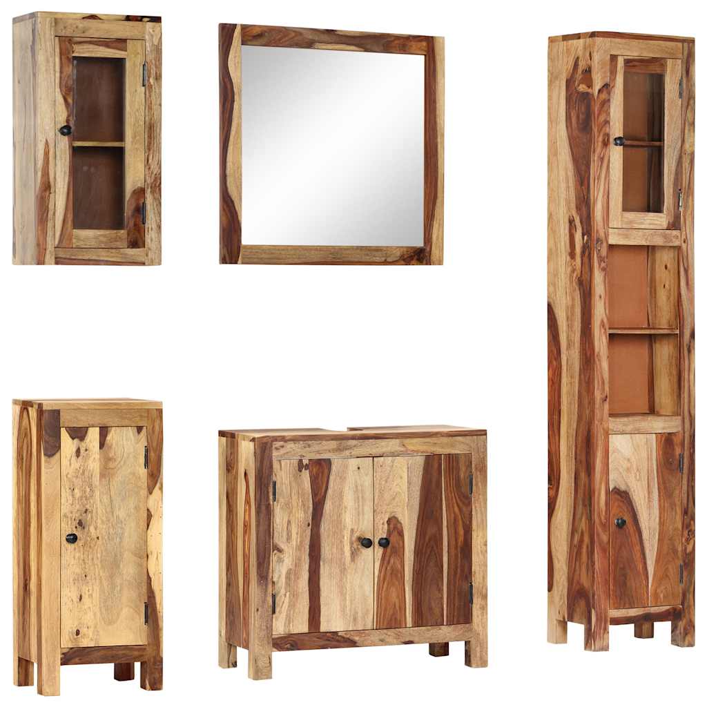 5 Piece Bathroom Set Solid Wood