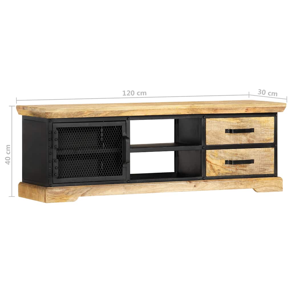 TV Cabinet Black 120x30x40 cm Solid Mango Wood