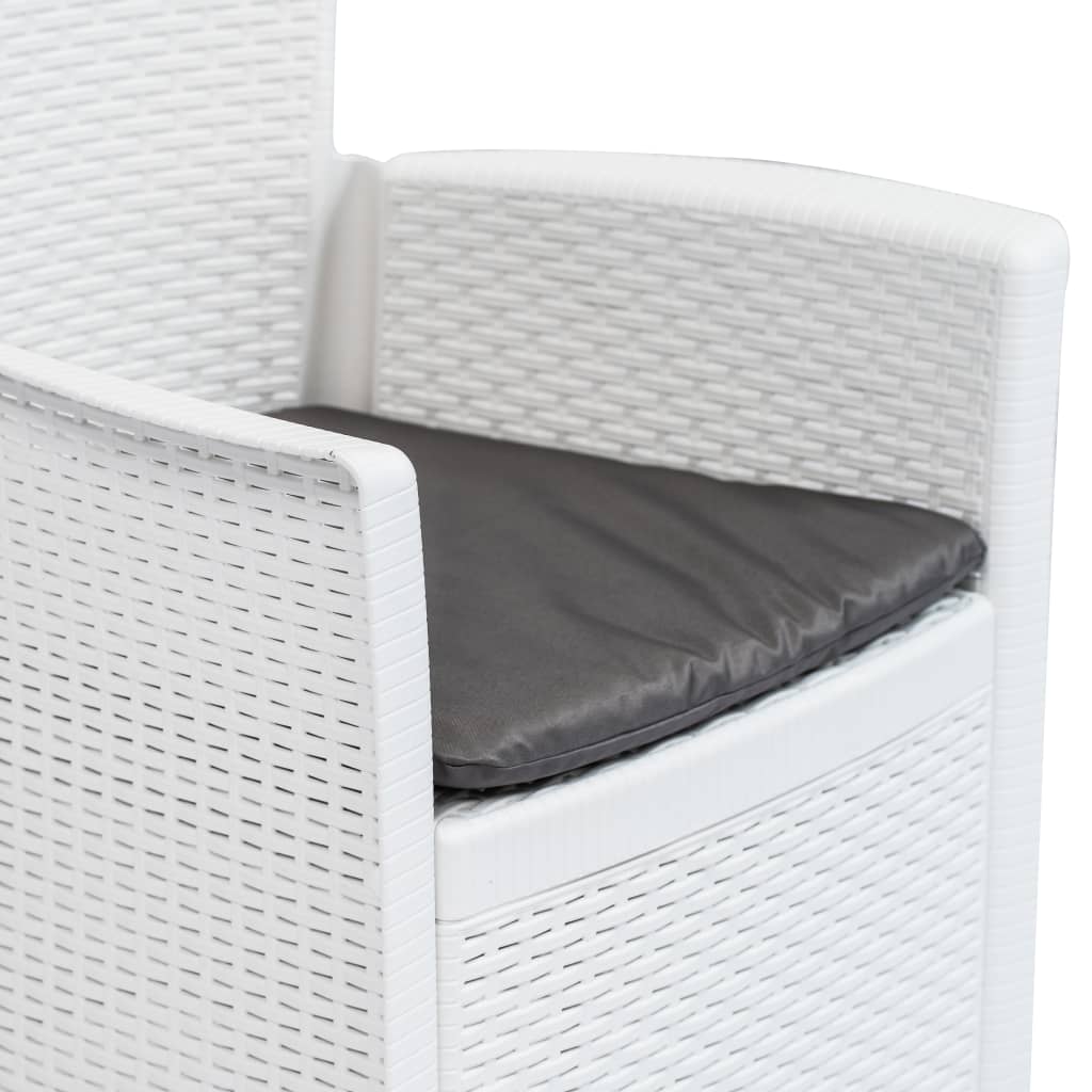 Garden Chairs 2 pcs with Cushion White Plastic Rattan Look