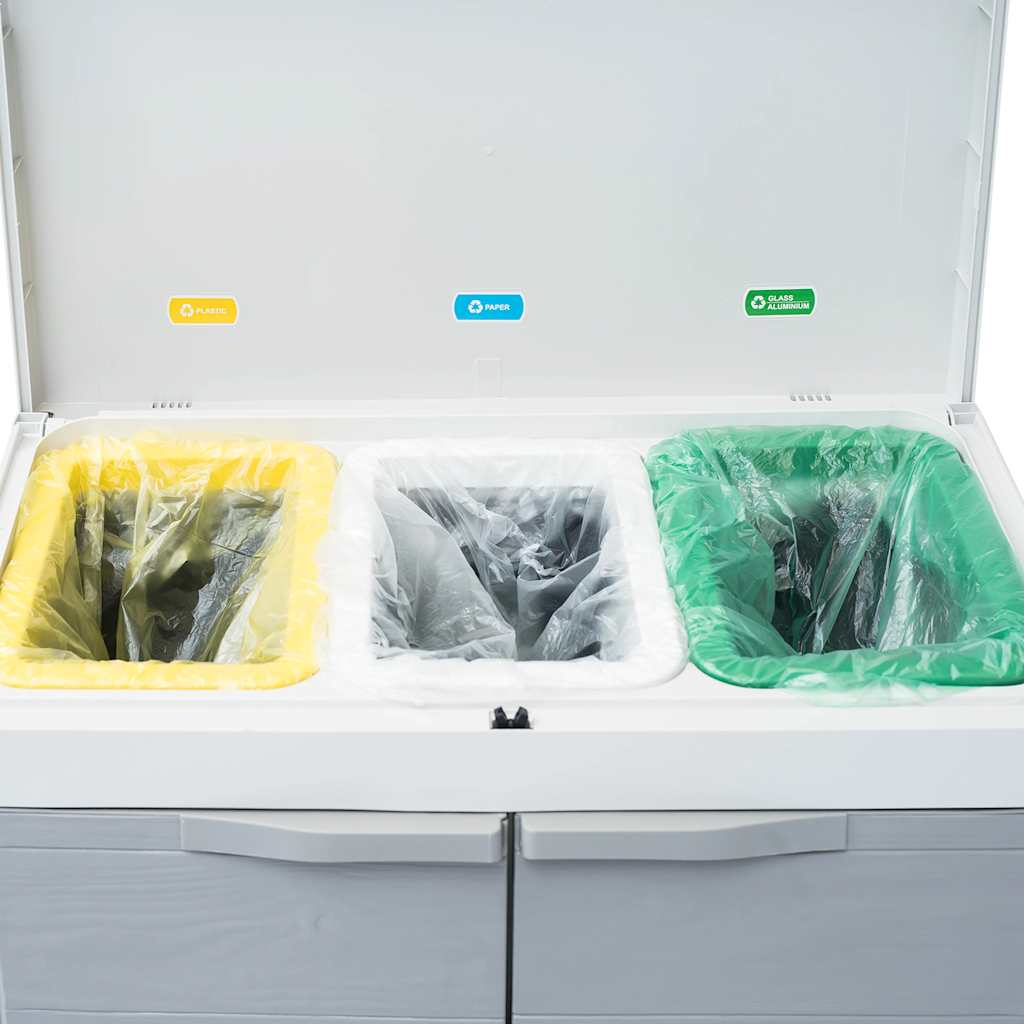 Garden Dustbin with 3 Bags Light Grey 65x38x102 cm