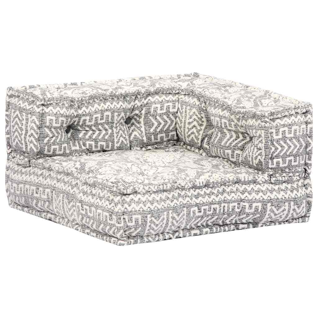 4-Seater Modular Pouffe Light Grey Fabric