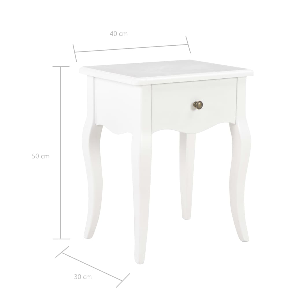 Nightstand White 40x30x50 cm Solid Pine Wood