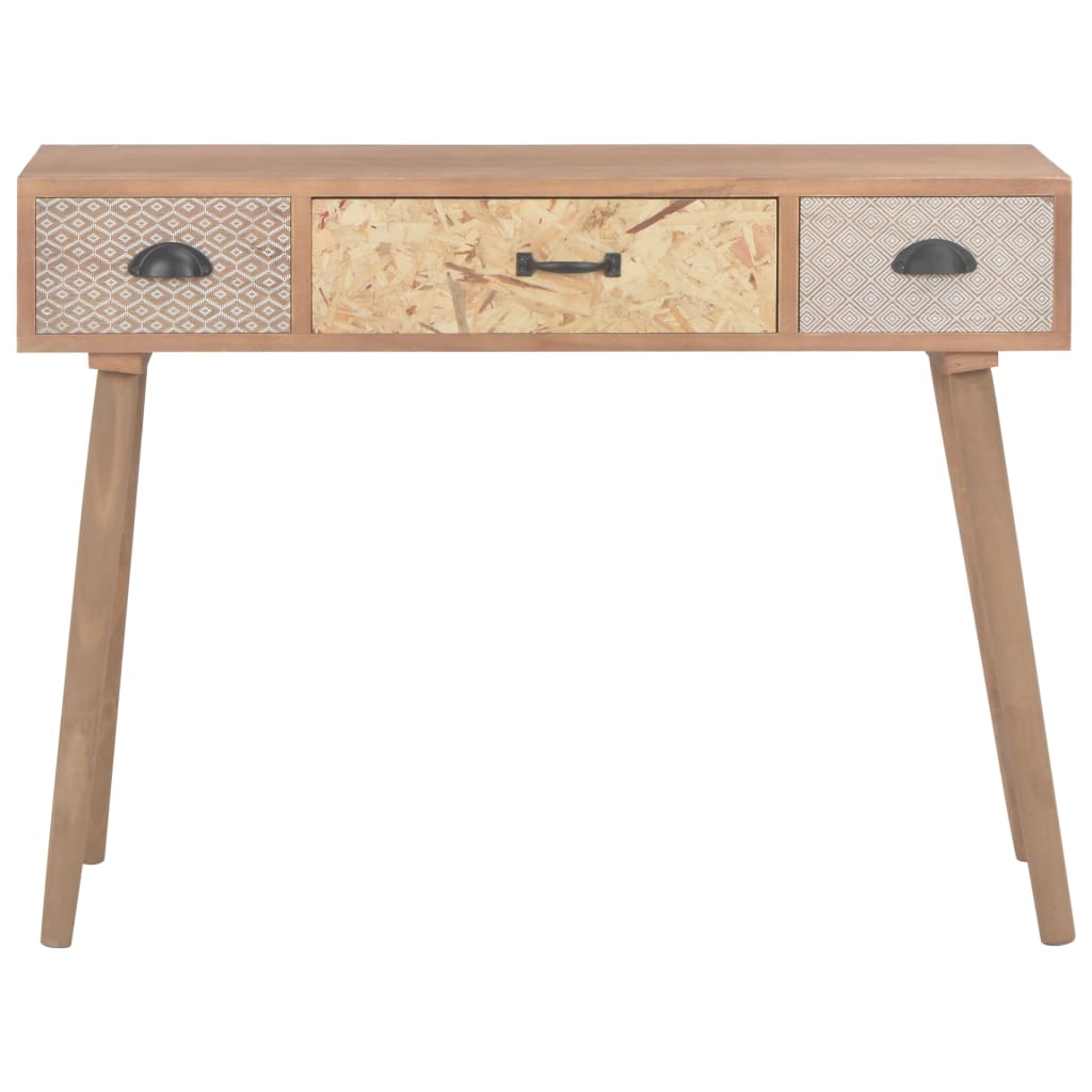 Console Table with 3 Drawers 100x30x73 cm Solid Pinewood
