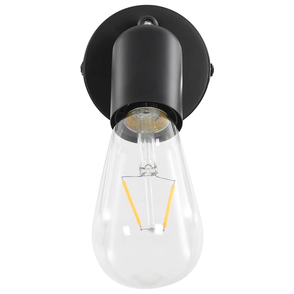 Spot Lights 2 pcs with Filament Bulbs 2 W Black E27