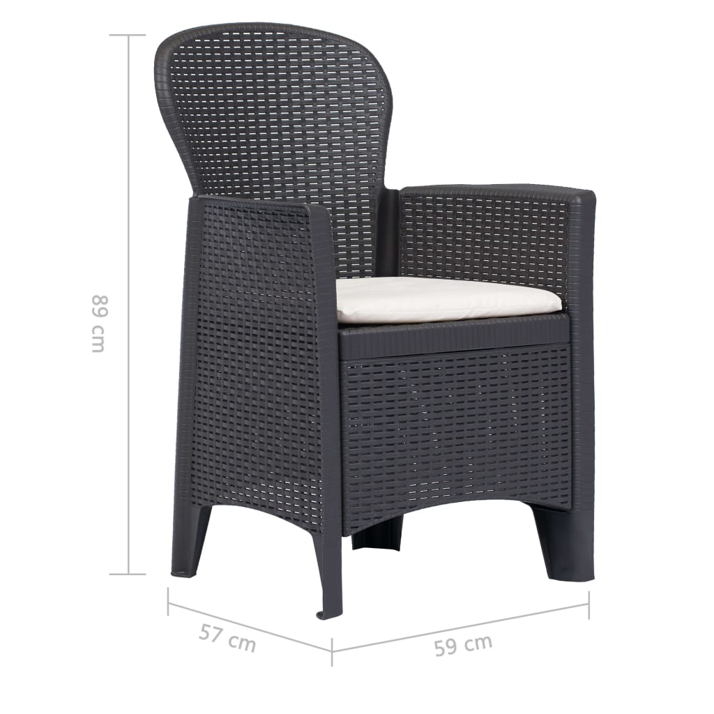 3 Piece Bistro Set Plastic Brown Rattan Look
