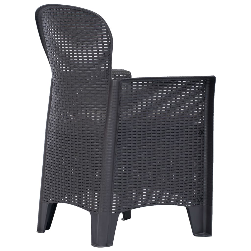 3 Piece Bistro Set Plastic Brown Rattan Look