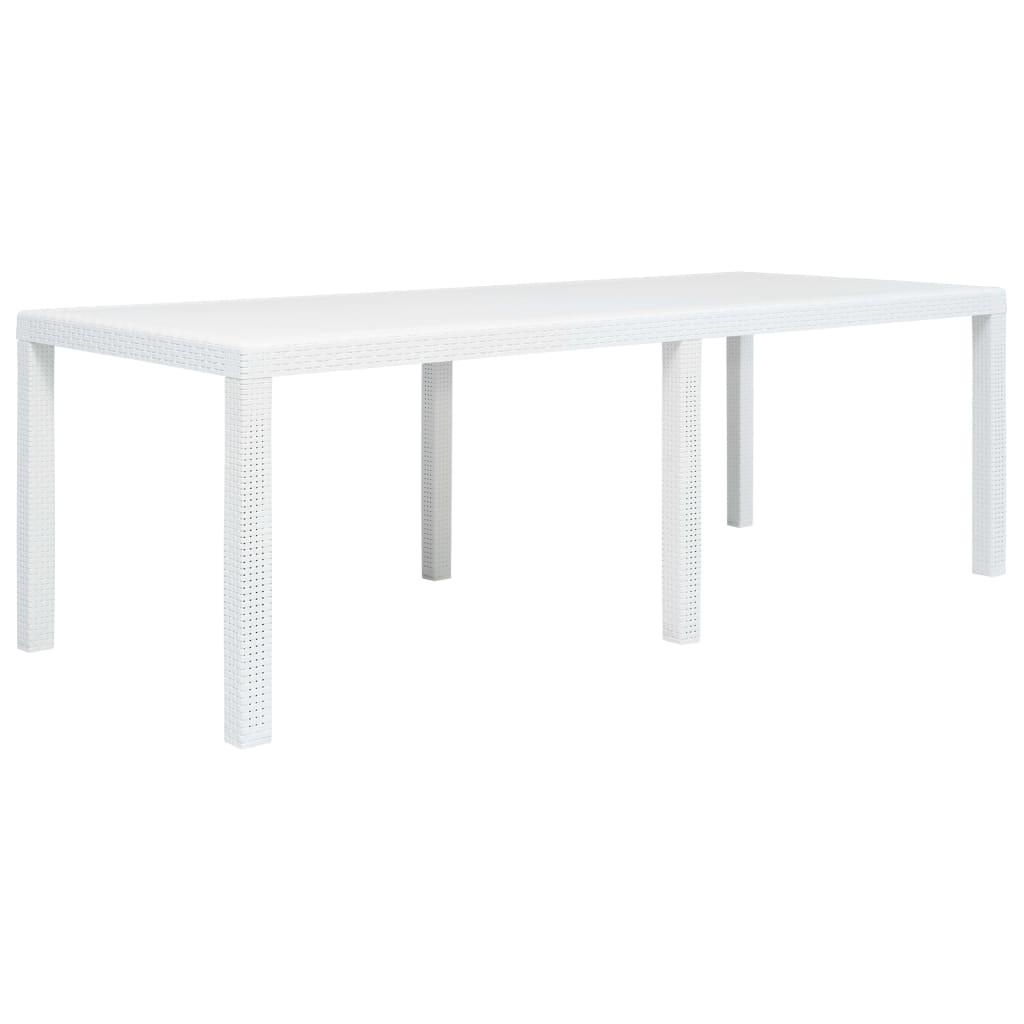 9 Piece Outdoor Dining Set Plastic White Rattan Look