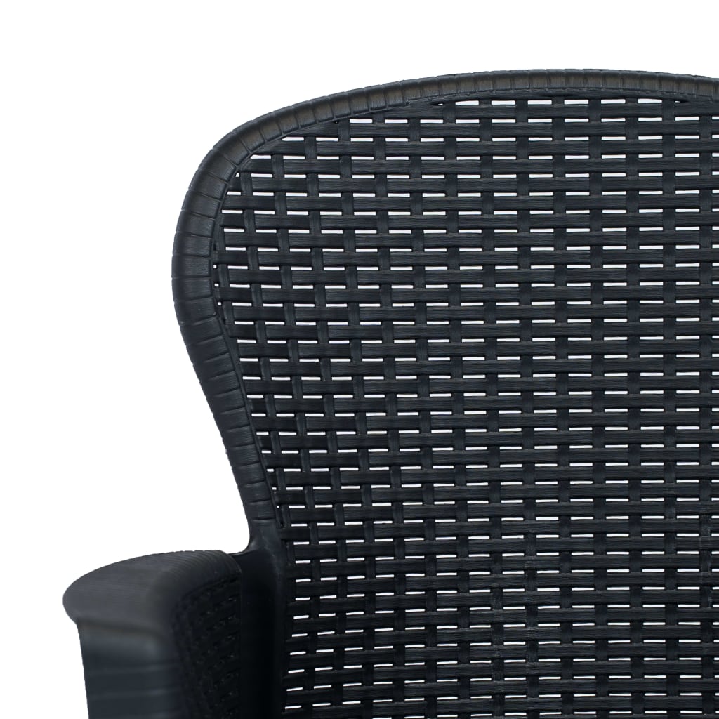 9 Piece Outdoor Dining Set Plastic Anthracite Rattan Look