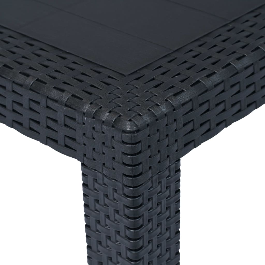 9 Piece Outdoor Dining Set Plastic Anthracite Rattan Look
