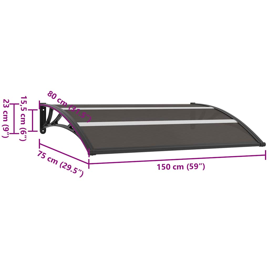 Door Canopy Black 150x75 cm PC
