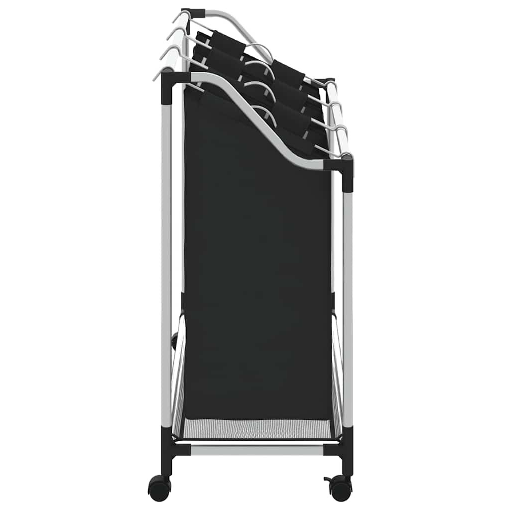 Laundry Sorter with 3 Bags Black Steel