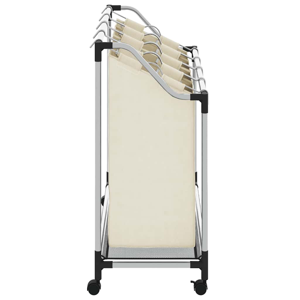 Laundry Sorter with 4 Bags Cream Steel