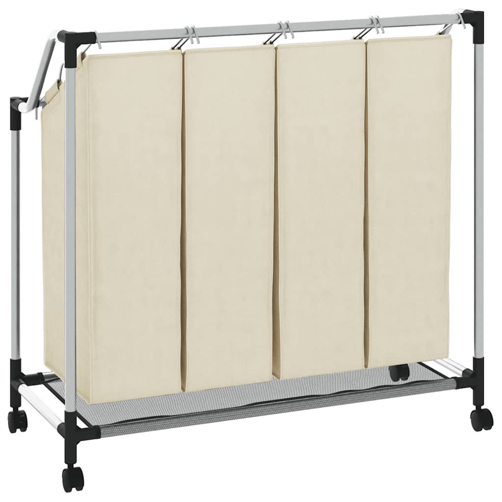 Laundry Sorter with 4 Bags Cream Steel