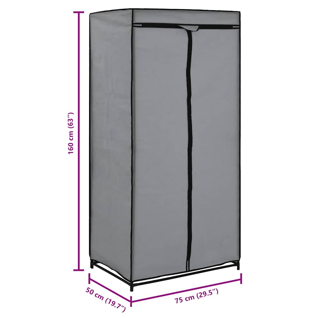 Wardrobe Grey 75x50x160 cm