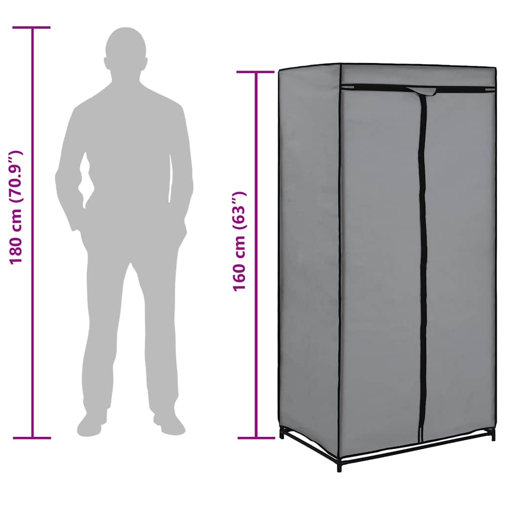 Wardrobe Grey 75x50x160 cm